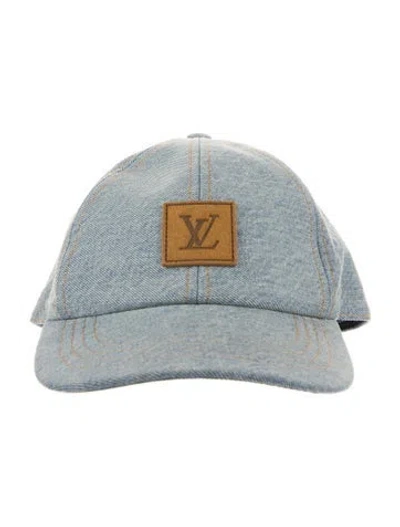 Pre-owned Louis Vuitton Lv Staples Denim Baseball Cap In Blue