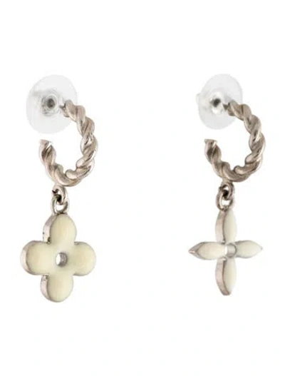 Pre-owned Louis Vuitton Lv Sweet Monogram Drop Earrings In White