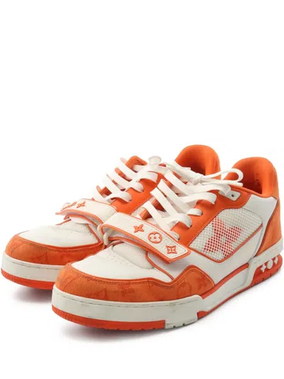 Pre-owned Louis Vuitton Lv Trainer Line Sneakers In Orange