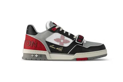 Pre-owned Louis Vuitton Lv Trainer Red Grey Black In Red/grey/black