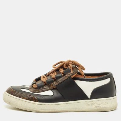 Pre-owned Louis Vuitton Lv Trainer Size 37 Tricolor Monogram Canvas And Leather Low Top Sneakers In Black