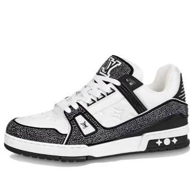 Pre-owned Louis Vuitton Lv Trainer Sneakers 'black White Rhinestones' In Multi