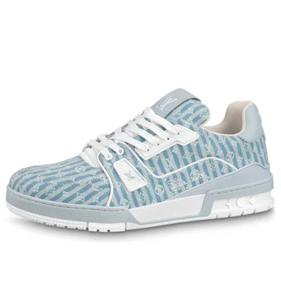 Pre-owned Louis Vuitton Lv Trainer Sneakers 'blue Stripes With Monogram' In Multi
