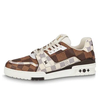 Pre-owned Louis Vuitton Lv Trainer Sneakers 'brown And White Plaid'