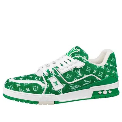Pre-owned Louis Vuitton Lv Trainer Sneakers 'green Monogram' In Multi