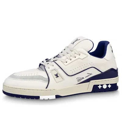 Pre-owned Louis Vuitton Lv Trainer Sneakers 'white Navy'