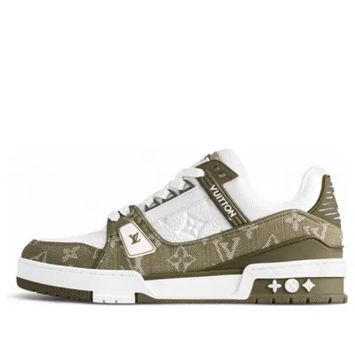 Pre-owned Louis Vuitton Lv Trainer 'white Khaki Green'