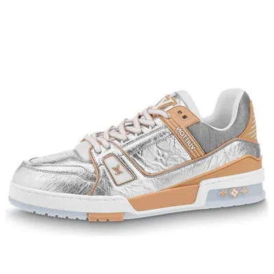 Pre-owned Louis Vuitton Lv Trainers 'silver With Orange'