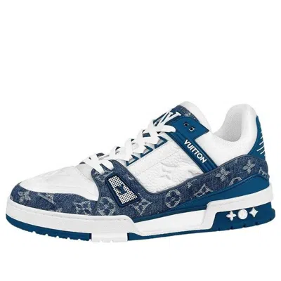 Pre-owned Louis Vuitton Lv Trainers 'white With Denim Monogram' In Multi