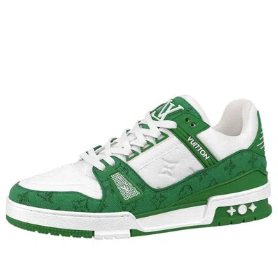 Pre-owned Louis Vuitton Lv Trainers 'white With Green Monogram'