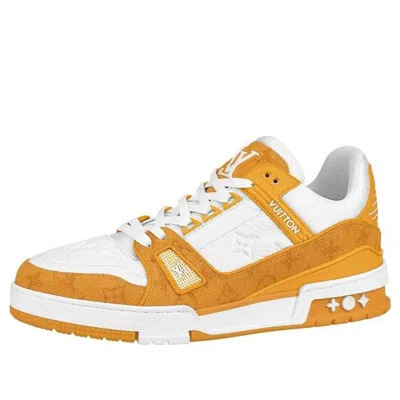 Pre-owned Louis Vuitton Lv Trainers 'white With Orange Monogram'