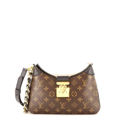 Pre-owned Louis Vuitton Lv Twinny Handbag Monogram Canvas And Reverse Monogram Canvas With Leather In Brown