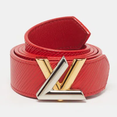 Pre-owned Louis Vuitton Lv Twist 80 Cm Buckle Belt Red Epi Leather