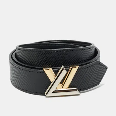 Pre-owned Louis Vuitton Lv Twist 85 Cm Buckle Belt Black Epi Leather