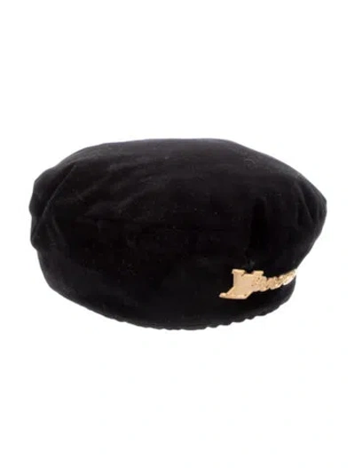 Pre-owned Louis Vuitton Lv Vers Velvet Beret In Black