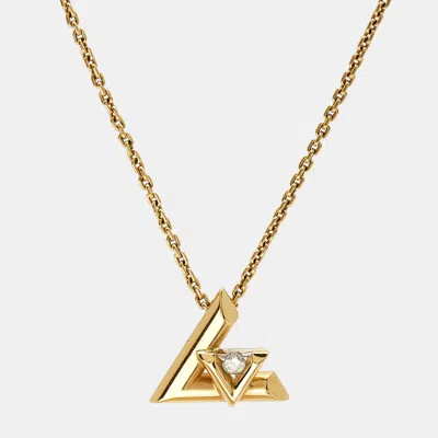 Pre-owned Louis Vuitton Lv Volt Diamond 18k Yellow Gold Small Model Necklace