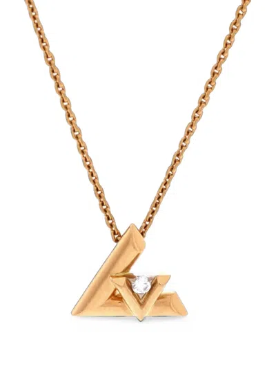 Pre-owned Louis Vuitton Lv Volt One Pendant 18k Rose Gold With Diamond Small Necklace In Pink
