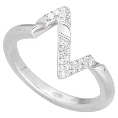 Pre-owned Louis Vuitton Lv Volt Upside Down Diamonds 18k White Gold Q9q31d Ring
