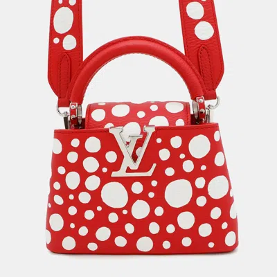 Pre-owned Louis Vuitton Lv Yk Capucines Red Calf Leather Infinity Dot Size Mini