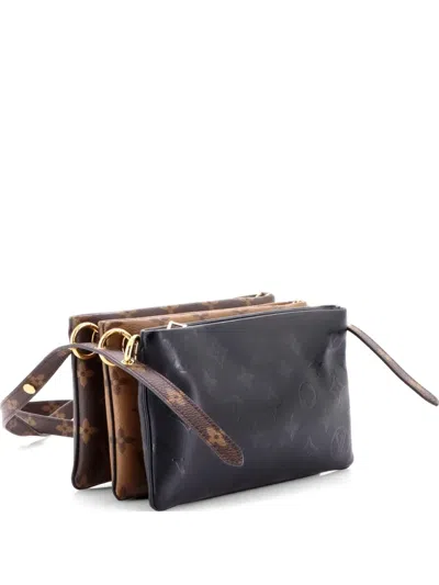 Pre-owned Louis Vuitton Lv3 Pouch Bag Monogram Canvas, Reverse Monogram Canvas And Monogram Ink Embossed Lambskin Shoulder B In Black