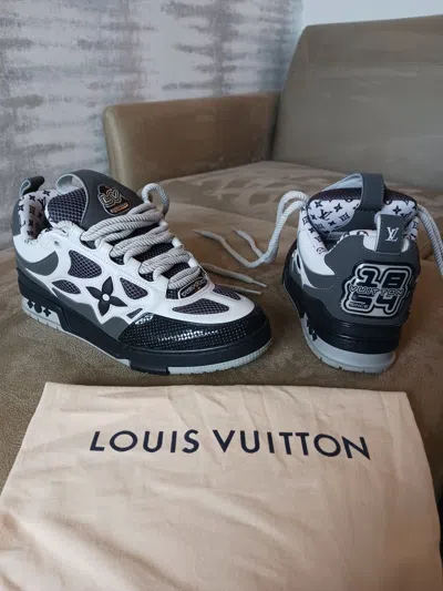 Pre-owned Louis Vuitton Lv8 / Us9 Lv Skate Sneakers White/grey/black In Multi