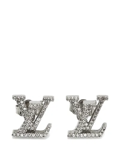 Pre-owned Louis Vuitton Lv-logo Earrings In Silver