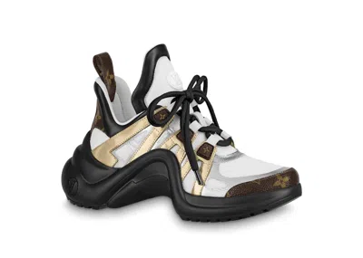 Pre-owned Louis Vuitton Lvxlol Arclight Trainer (women's) Sneakers In Gold/brown/white In Multi
