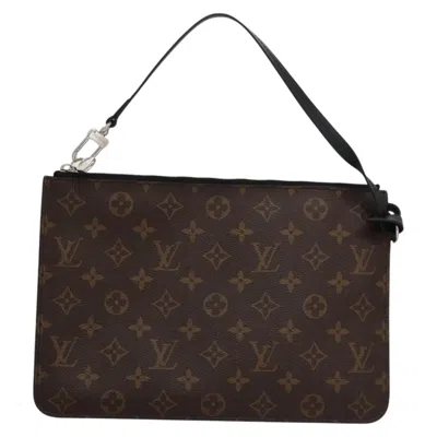 Pre-owned Louis Vuitton Macassar Brown Canvas Clutch Bag ()