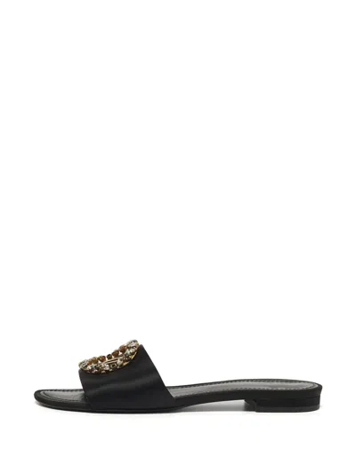 Pre-owned Louis Vuitton Madeleine Crystal-embellished Sandals In Black
