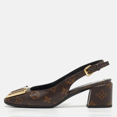 Pre-owned Louis Vuitton Madeleine Size 36 Brown Damier Canvas Slingback Pumps
