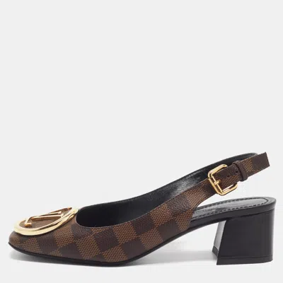 Pre-owned Louis Vuitton Madeleine Size 36 Brown Damier Ebene Coated Canvas Slingback Pumps