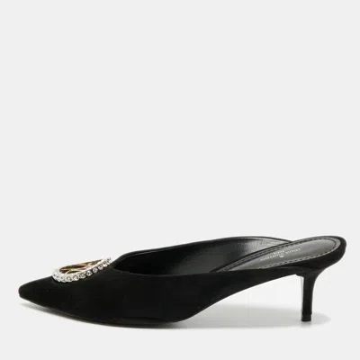 Pre-owned Louis Vuitton Madeleine Size 40 Black Suede Mules