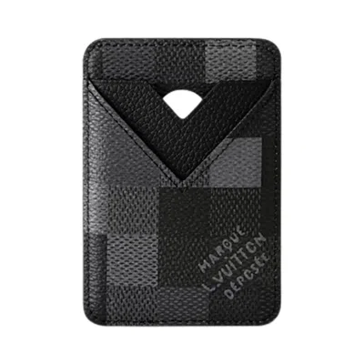 Pre-owned Louis Vuitton Magnetic Card Holder 'black Damoflage Black Canvas' | Men's Size Onesize