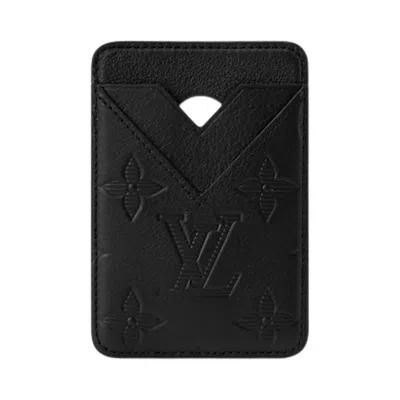 Pre-owned Louis Vuitton Magnetic Card Holder 'black Monogram Shadow Calfskin Leather' | Men's Size Onesize