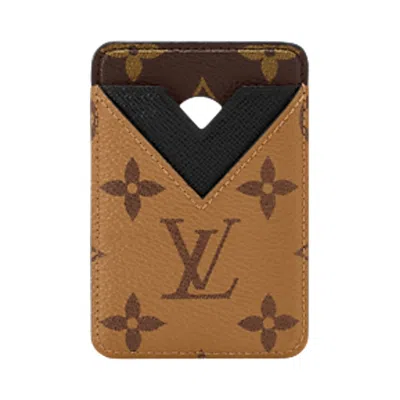 Pre-owned Louis Vuitton Magnetic Card Holder 'brown Monogram Reverse Canvas' | Women's Size Onesize