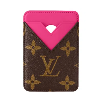 Pre-owned Louis Vuitton Magnetic Card Holder 'pondichery Pink/brown Monogram Canvas' | Men's Size Onesize