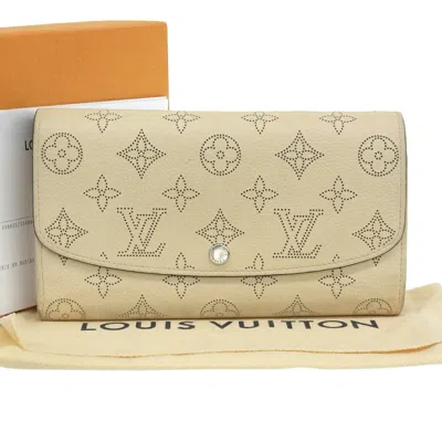 Pre-owned Louis Vuitton Mahina Beige Lv Off White Monogram Mahina Leather Long Wallet (bi-fold) () In Beige, Lv Off White, Monogram