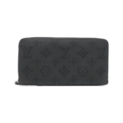 Pre-owned Louis Vuitton Mahina Black Leather Long Wallet (bi-fold) ()