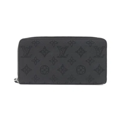 Pre-owned Louis Vuitton Mahina Black Leather Long Wallet (bi-fold) ()