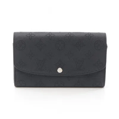 Pre-owned Louis Vuitton Mahina Black Noir Leather Long Wallet (bi-fold) ()