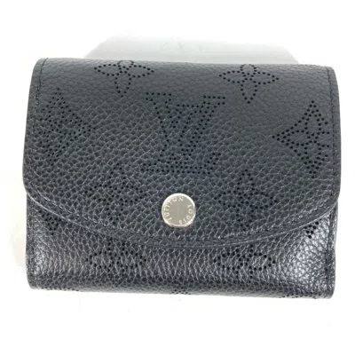 Pre-owned Louis Vuitton Mahina Black Noir Mahina Leather Wallet (tri-fold) ()