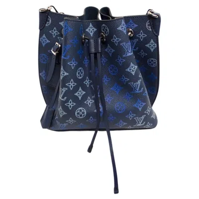 Pre-owned Louis Vuitton Mahina Flight Mode Muria Navy Blue Bucket Bag