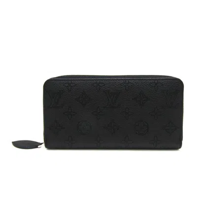Pre-owned Louis Vuitton Mahina Noir Mahina Leather Long Wallet (bi-fold) () In Black