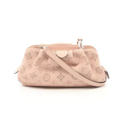 Pre-owned Louis Vuitton Mahina Scala Mini Magnolia Shoulder Bag Leather Beige In Pink