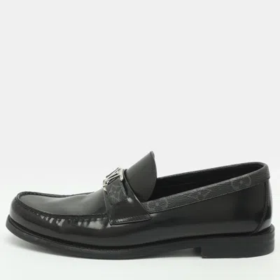 Pre-owned Louis Vuitton Major Size 39.5 Black Monogram Eclipse And Leather Loafers