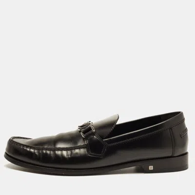 Pre-owned Louis Vuitton Major Size 44 Black Leather Penny Loafers