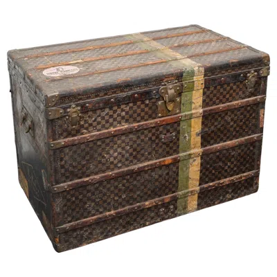 Pre-owned Louis Vuitton "malle Haute" Tall Steamer Trunk Damier Canvas Crica 1900 In Brown