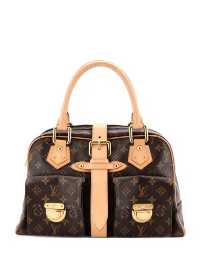 Pre-owned Louis Vuitton Manhattan Handbag Monogram Canvas Gm Satchel In Brown
