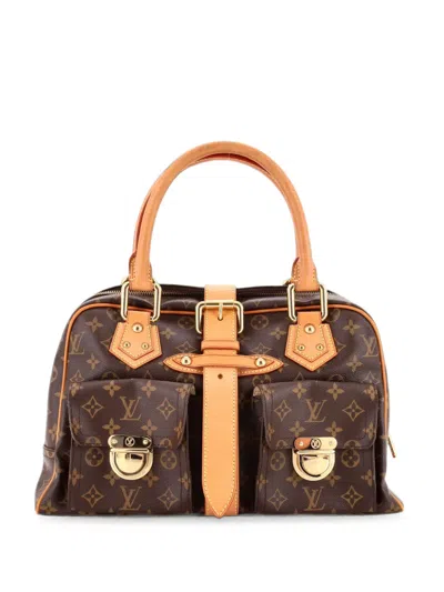 Pre-owned Louis Vuitton Manhattan Handbag Monogram Canvas Gm Satchel In Brown