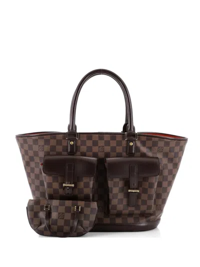 Pre-owned Louis Vuitton Manosque Handbag Damier Gm Tote Bag In Brown